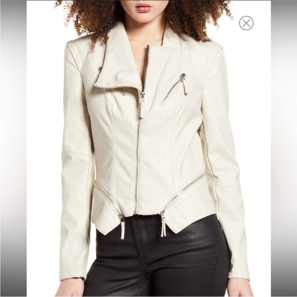 Last chance! 💕 BlankNYC Women's Cream Faux Leather Zippered Jacket